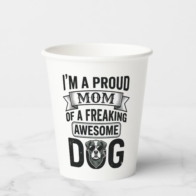 Vasos De Papel Orgullosa Mamá Perro Diseño Vectorial de Grabado V (Anverso)