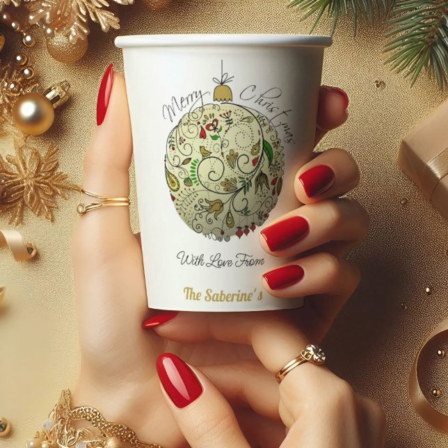 Vasos De Papel Ornamento elegante moderno de Navidades de oro (Subido por el creador)