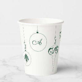 Vasos De Papel Ornamentos de balbuceo verde monograma