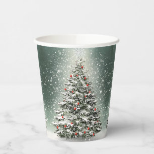 Vasos De Papel Ornamentos de color verde del árbol de Navidad Nie