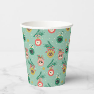 Vasos De Papel Ornamentos de gato en el patrón de árbol