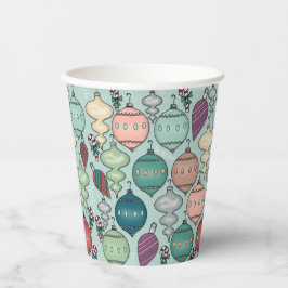 Vasos De Papel Ornamentos de Navidad Retro Pastel en Verde azulad