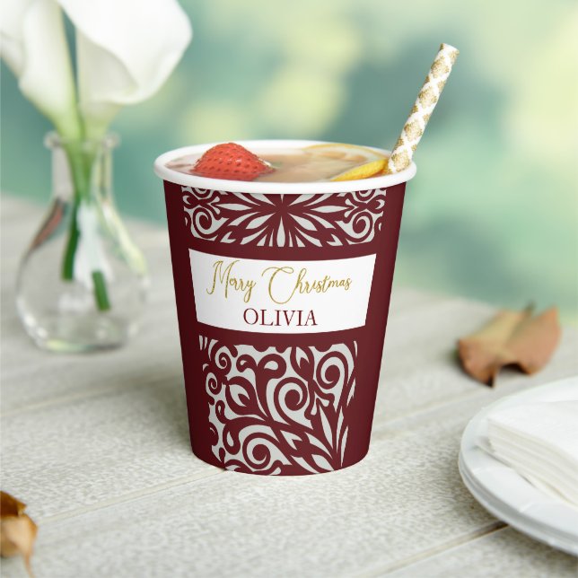 Vasos De Papel Ornamentos de Navidad rojos tallados (in situ)