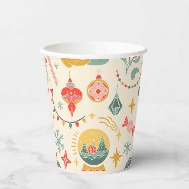 Vasos De Papel Ornamentos fiestas navidades Invitación (Anverso)