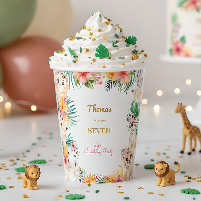 Vasos De Papel Oro acuático cumpleaños de niños salvajes de safar (Subido por el creador)