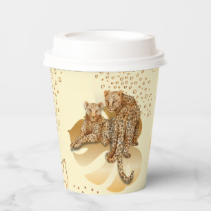 Vasos De Papel Oro amarillo deja una taza de papel leopardo.