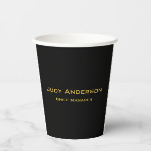 Vasos De Papel Oro Metálico y Negro Moderno Elegante Profesional