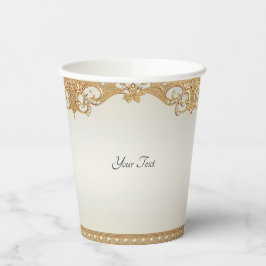 Vasos De Papel Oro Ornate White Pearls Copa