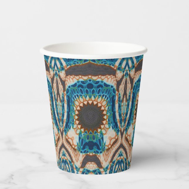 Vasos De Papel Oro turquesa Sol Southwestern Art (Anverso)