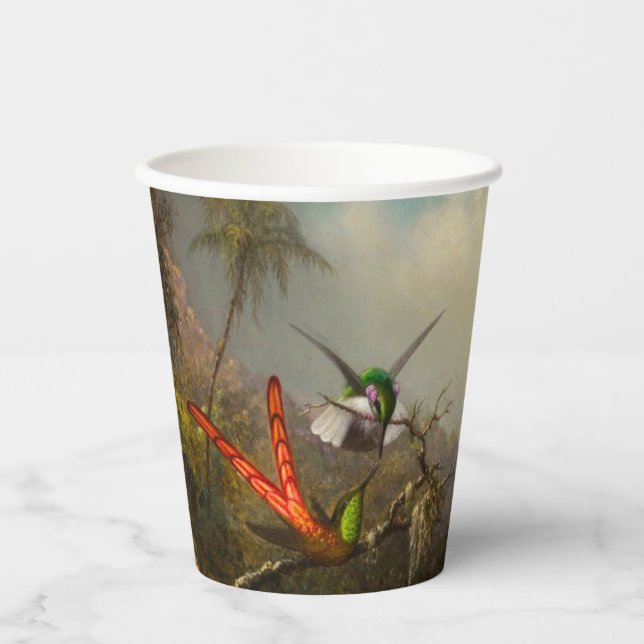 Vasos De Papel Orquídea con dos Hummingbirds Heade (Anverso)