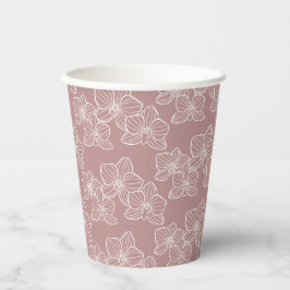 Vasos De Papel Orquídea lineal | Floral botánica rosa de fiesta