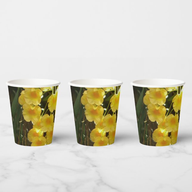 Vasos De Papel Orquídeas Amarillas colgando flores tropicales (Multi)