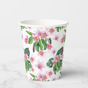Vasos De Papel Orquídeas de acuarela Diseño 30 Cups de papel