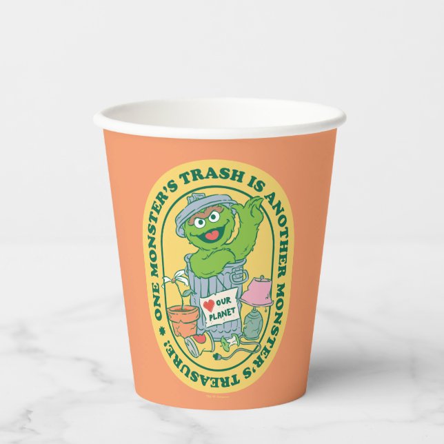 Vasos De Papel Oscar el Grouch | Monster Treasure Badge (Anverso)