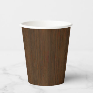 Vasos De Papel Oscuro Walnut Brown Bamboo Madera Grain Look