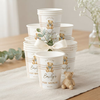 Vasos De Papel Osito de peluche personalizado ¡Casi Llegamos! par