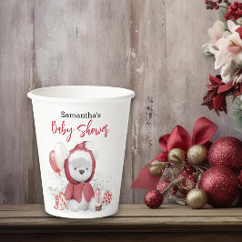 Vasos De Papel Osito Polar Santa Bebé Navidad