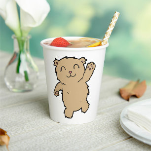 Vasos De Papel Oso adorable sonriente agitando