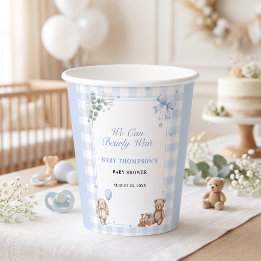 Vasos De Papel Oso de Cuadros Azules We Can Bearly Wait