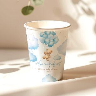 Vasos De Papel Oso de peluche azul con globos de ducha de bebé