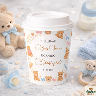 Vasos De Papel Oso de peluche Baby Shower Niño | Lindo Oso Azul