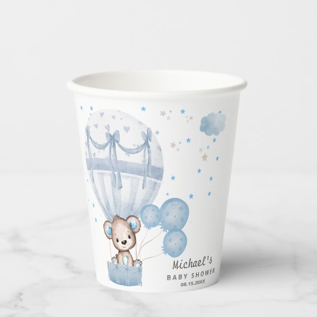 Vasos De Papel Oso de peluche con globo aerostático (Anverso)