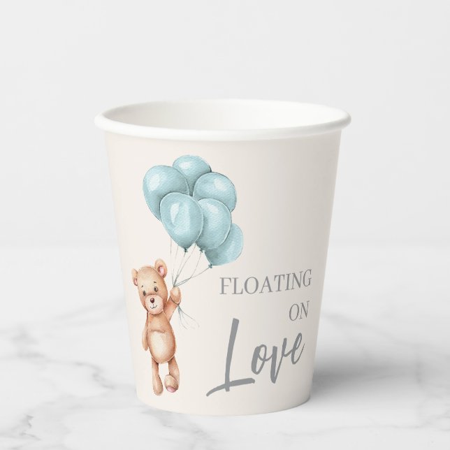 Vasos De Papel Oso de peluche con globos (Anverso)