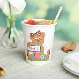 Vasos De Papel Oso de peluche con Rótulo de sonrisa de arrastre