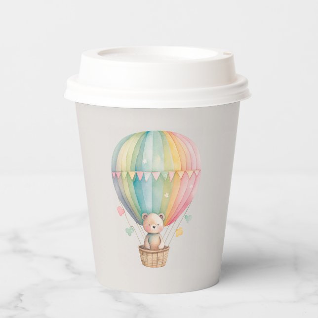 Vasos De Papel Oso de peluche en globos aerostáticos (Anverso)