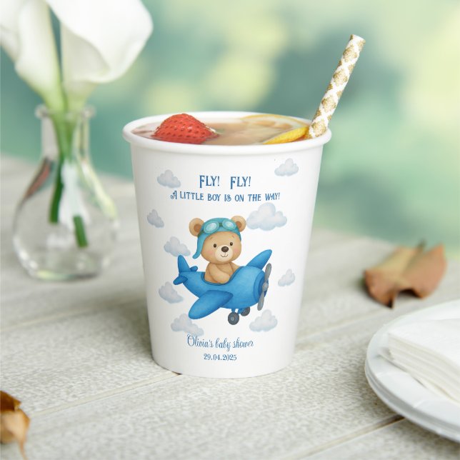 Vasos De Papel Oso de peluche en la Copa de Papel Baby Shower de  (in situ)