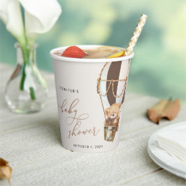 Vasos De Papel Oso de peluche, globo de aire caliente marrón, Bab