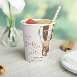 Vasos De Papel Oso de peluche, globo de aire caliente marrón, pri