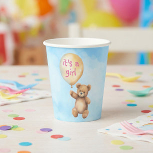 Vasos De Papel Oso de peluche lindo con globo flotante para baby