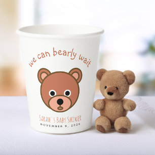 Vasos De Papel Oso de peluche podemos esperar con cariño Cumpleañ