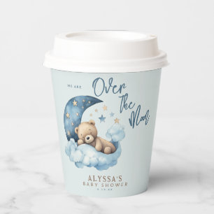 Vasos De Papel Oso de peluche sobre el Baby Shower azul de la lun