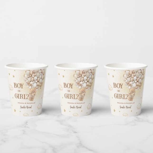 Vasos De Papel Oso de Revelación de Género Boho  (Multi)