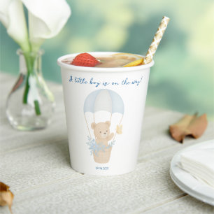 Vasos De Papel Oso de Teddy Adorable con Baby Shower paracaidista