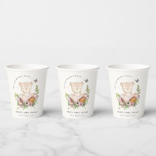 Vasos De Papel Oso De Teddy Cuidadoso En Baby Shower Rosa De La C