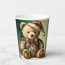 Vasos De Papel Oso de Teddy de Navidad vintage