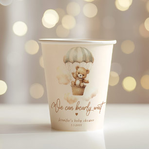 Vasos De Papel Oso de Teddy podemos esperar la ducha de bebé
