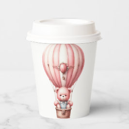 VASOS DE PAPEL OSO DE TEDÍA ROSA EN EL BALÓN DE AIRE CALIENTE