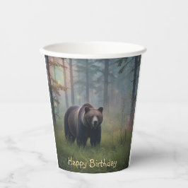 Vasos De Papel Oso en un bosque mágico
