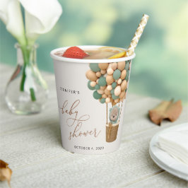 Vasos De Papel Oso, globos verdes, globo de aire caliente, Baby S