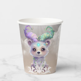 Vasos De Papel Oso mágico en purpurina pastel.