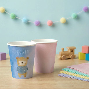 Vasos De Papel Oso pastel azul lindo es niño