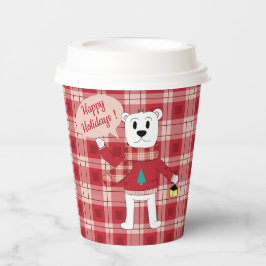 Vasos De Papel Oso Polar personalizado con linterna | Red Plaid 