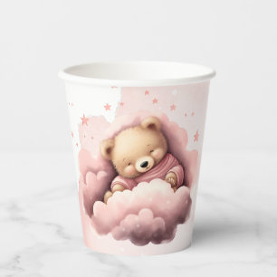 Vasos De Papel Oso rosa en las nubes tazas de papel de cumpleaños