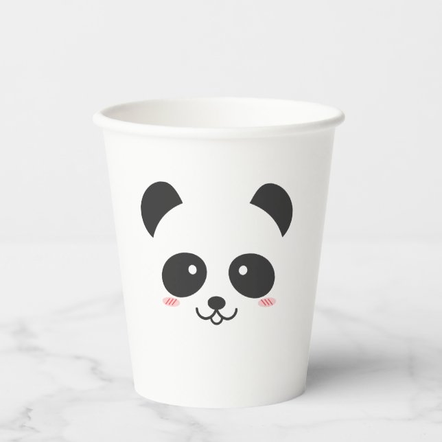 Vasos De Papel Oso simple kawaii panda blanco y negro (Anverso)