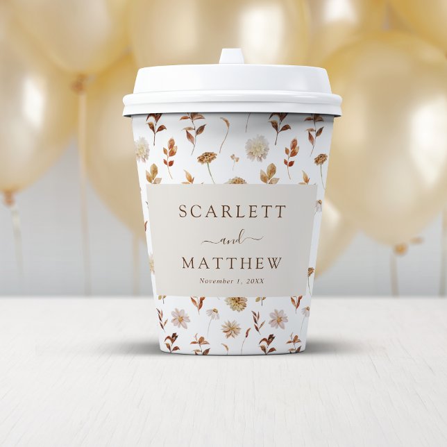 Vasos De Papel Otoño Boho (Boho Fall Leaves Wedding Decor Paper Cups by Painted paperie
)