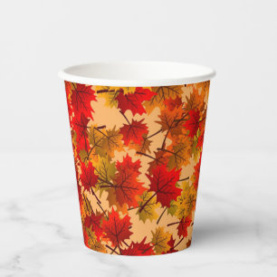 Vasos De Papel Otoño deja ricos colores de Boda rojo Naranja